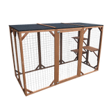 Darrahopens Pet Care > Cat Supplies 180cm Large Cat Enclosure Wooden Outdoor Cage with 3 Platforms