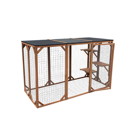 Darrahopens Pet Care > Cat Supplies 180cm Large Cat Enclosure Wooden Outdoor Cage with 3 Platforms