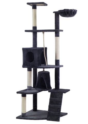 Darrahopens Pet Care > Cat Supplies 193cm Cat Scratching Tree Post Sisal Pole Scratching Post Scratcher Tower Condo Grey