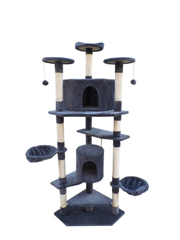 Darrahopens Pet Care > Cat Supplies 200 cm Cat Scratching Post Tree Scratcher Corner Tower Furniture- Grey