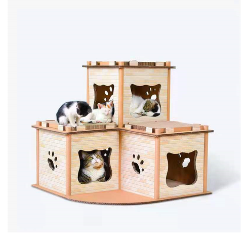 Darrahopens Pet Care > Cat Supplies Cat Cardboard House Tower Condo Scratcher Pet Post Pad Mat Furniture