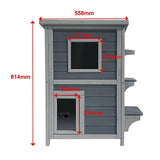 Darrahopens Pet Care > Cat Supplies Cat House Weatherproof 2-Story Indoor Outdoor Wooden Shelter Bitumen Roof