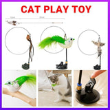 Darrahopens Pet Care > Cat Supplies Cat Play Toy Simulation Birds Teaser Wand Interactive Stick with Suction Cup AU