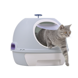 Darrahopens Pet Care > Cat Supplies Cat Toilet Litter Box Tray House W Sky window Drawer Photocatalyst Purifier Blue