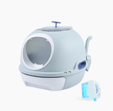 Darrahopens Pet Care > Cat Supplies Cat Toilet Litter Box Tray House W Sky window Drawer Photocatalyst Purifier Blue