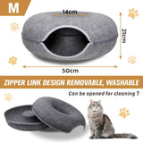 Darrahopens Pet Care > Cat Supplies Cat Tunnel Bed Felt Pet Puppy Nest Cave House Round Donut Interactive Play Toy 26823