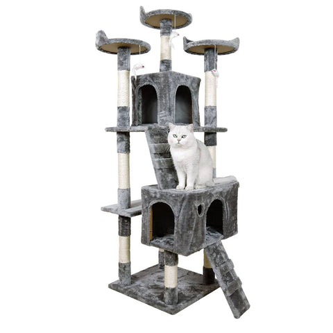 Darrahopens Pet Care > Cat Supplies Furtastic 170cm Cat Tree Scratching Post - Silver Grey