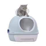 Darrahopens Pet Care > Cat Supplies Hooded Cat Toilet Litter Box Tray House With Drawer & Scoop Blue