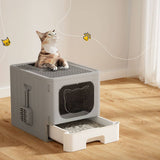 Darrahopens Pet Care > Cat Supplies i.Pet Cat Litter Box Large Tray Kitty Toilet Enclosed Hooded Foldable Scoop Grey
