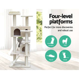 darrahopens Pet Care > Cat Supplies i.Pet Cat Tree 134cm Trees Scratching Post Scratcher Tower Condo House Furniture Wood Beige