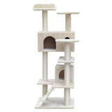 darrahopens Pet Care > Cat Supplies i.Pet Cat Tree 134cm Trees Scratching Post Scratcher Tower Condo House Furniture Wood Beige