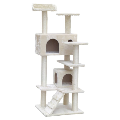 darrahopens Pet Care > Cat Supplies i.Pet Cat Tree 134cm Trees Scratching Post Scratcher Tower Condo House Furniture Wood Beige