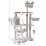 darrahopens Pet Care > Cat Supplies i.Pet Cat Tree 141cm Trees Scratching Post Scratcher Tower Condo House Furniture Wood Beige