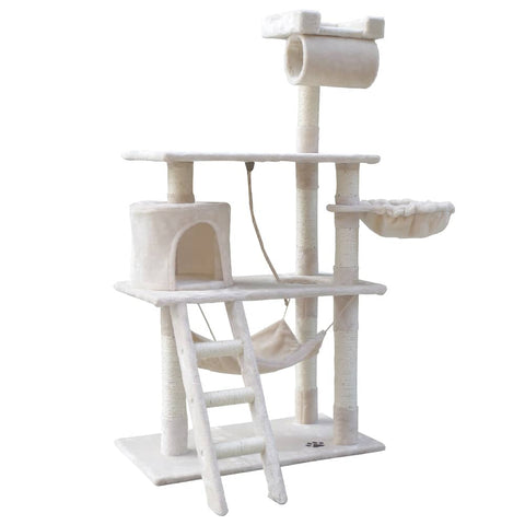 darrahopens Pet Care > Cat Supplies i.Pet Cat Tree 141cm Trees Scratching Post Scratcher Tower Condo House Furniture Wood Beige