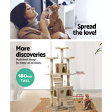 darrahopens Pet Care > Cat Supplies i.Pet Cat Tree 180cm Trees Scratching Post Scratcher Tower Condo House Furniture Wood Beige