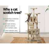 darrahopens Pet Care > Cat Supplies i.Pet Cat Tree 180cm Trees Scratching Post Scratcher Tower Condo House Furniture Wood Beige