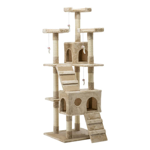 darrahopens Pet Care > Cat Supplies i.Pet Cat Tree 180cm Trees Scratching Post Scratcher Tower Condo House Furniture Wood Beige