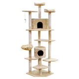 darrahopens Pet Care > Cat Supplies i.Pet Cat Tree 203cm Trees Scratching Post Scratcher Tower Condo House Furniture Wood Beige