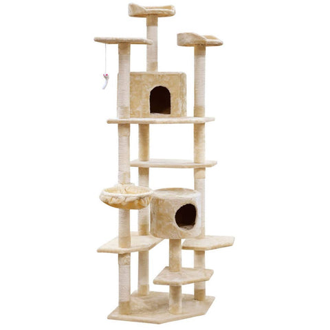 darrahopens Pet Care > Cat Supplies i.Pet Cat Tree 203cm Trees Scratching Post Scratcher Tower Condo House Furniture Wood Beige