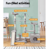 darrahopens Pet Care > Cat Supplies i.Pet Cat Tree Scratching Post Scratcher Tower Condo House Grey 135cm