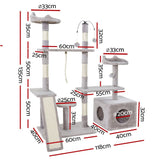 darrahopens Pet Care > Cat Supplies i.Pet Cat Tree Scratching Post Scratcher Tower Condo House Grey 135cm