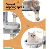 i.Pet Cat Tree Tower Scratching Post Scratcher Wood Condo House Toys Bed 123cm - Darrahopens
