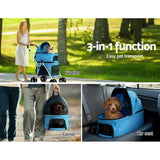 Darrahopens Pet Care > Cat Supplies i.Pet Pet Stroller Dog Pram Large Cat Carrier Travel Foldable 4 Wheels Double