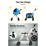 Darrahopens Pet Care > Cat Supplies i.Pet Pet Stroller Dog Pram Large Cat Carrier Travel Foldable 4 Wheels Double