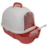 Darrahopens Pet Care > Cat Supplies Large Hooded Cat Toilet Litter Box Tray House With Drawer and Scoop Red