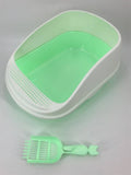 Darrahopens Pet Care > Cat Supplies Large Portable Cat Toilet Litter Box Tray House with Scoop Green