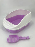 Darrahopens Pet Care > Cat Supplies Large Portable Cat Toilet Litter Box Tray House with Scoop Purple