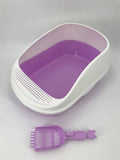 Darrahopens Pet Care > Cat Supplies Large Portable Cat Toilet Litter Box Tray House with Scoop Purple