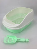 Darrahopens Pet Care > Cat Supplies Large Portable Cat Toilet Litter Box Tray with Scoop and Grid Tray Green