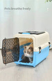 Darrahopens Pet Care > Cat Supplies Medium Dog Cat Crate Pet Rabbit Carrier Travel Cage With Tray & Window Blue