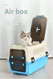 Darrahopens Pet Care > Cat Supplies Medium Dog Cat Crate Pet Rabbit Carrier Travel Cage With Tray & Window Blue