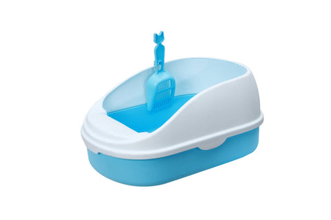 Darrahopens Pet Care > Cat Supplies Medium Portable Cat Toilet Litter Box Tray with Scoop Blue