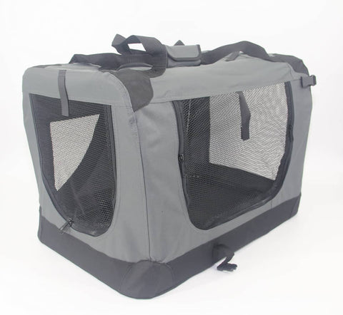Darrahopens Pet Care > Cat Supplies Medium Portable Foldable Dog Cat Puppy Rabbit Soft Crate Carrier-Grey