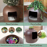 Darrahopens Pet Care > Cat Supplies Multifunctional Cat Litter Box Pet Cat House Semi-Enclosed Brown