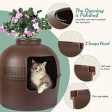 Darrahopens Pet Care > Cat Supplies Multifunctional Cat Litter Box Pet Cat House Semi-Enclosed Brown