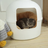 Darrahopens Pet Care > Cat Supplies Multifunctional Cat Litter Box Pet Cat House Semi-Enclosed White