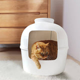 Darrahopens Pet Care > Cat Supplies Multifunctional Cat Litter Box Pet Cat House Semi-Enclosed White