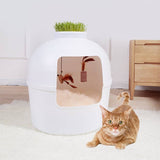 Darrahopens Pet Care > Cat Supplies Multifunctional Cat Litter Box Pet Cat House Semi-Enclosed White