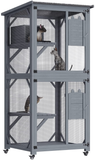 Darrahopens Pet Care > Cat Supplies Pet Cat Shelter Condo with Escape Door Wooden Kitten Cage House