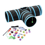 Darrahopens Pet Care > Cat Supplies Pet Cat Toys Tri-Tunnel Collapsible Tent Training Play Kitten Rabbit Tubes
