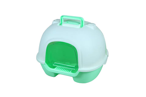 Darrahopens Pet Care > Cat Supplies Portable Hooded Cat Kitten Toilet Litter Box Tray House with Handle and Scoop Green