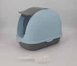Darrahopens Pet Care > Cat Supplies Portable Hooded Cat Toilet Litter Box Tray House with Handle and Scoop Blue