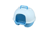 Darrahopens Pet Care > Cat Supplies Portable Hooded Cat Toilet Litter Box Tray House with Handle and Scoop Blue