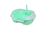 Darrahopens Pet Care > Cat Supplies Small Portable Cat Kitten Rabbit Toilet Litter Box Tray with Scoop Green