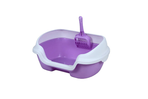 Darrahopens Pet Care > Cat Supplies Small Portable Cat Kitten Rabbit Toilet Litter Box Tray with Scoop Purple