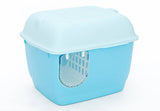 Darrahopens Pet Care > Cat Supplies XL Portable Hooded Cat Toilet Litter Box Tray House with Handle and Scoop Blue